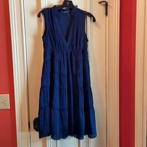 Theme navy silk tiered dress, Small